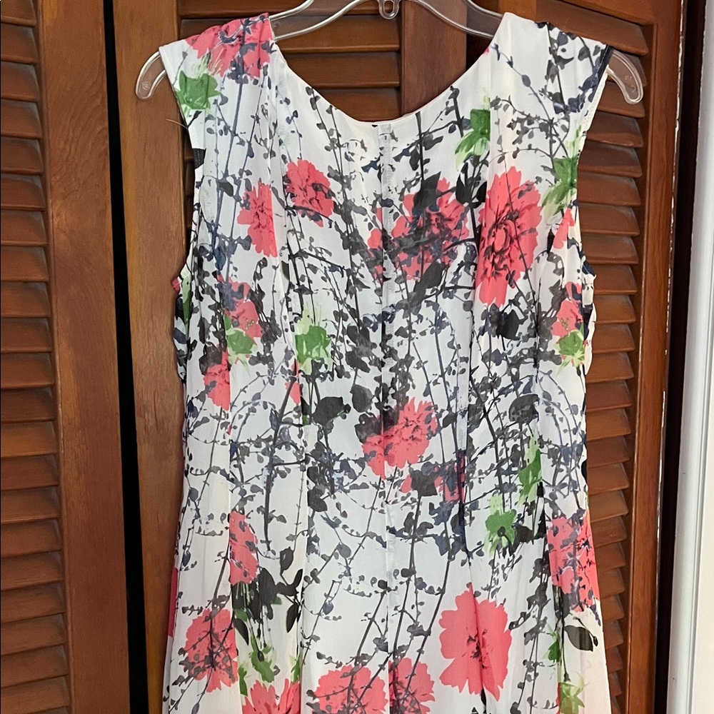 Julian Taylor Floral Midi Dress - Pink, Green, Black, White